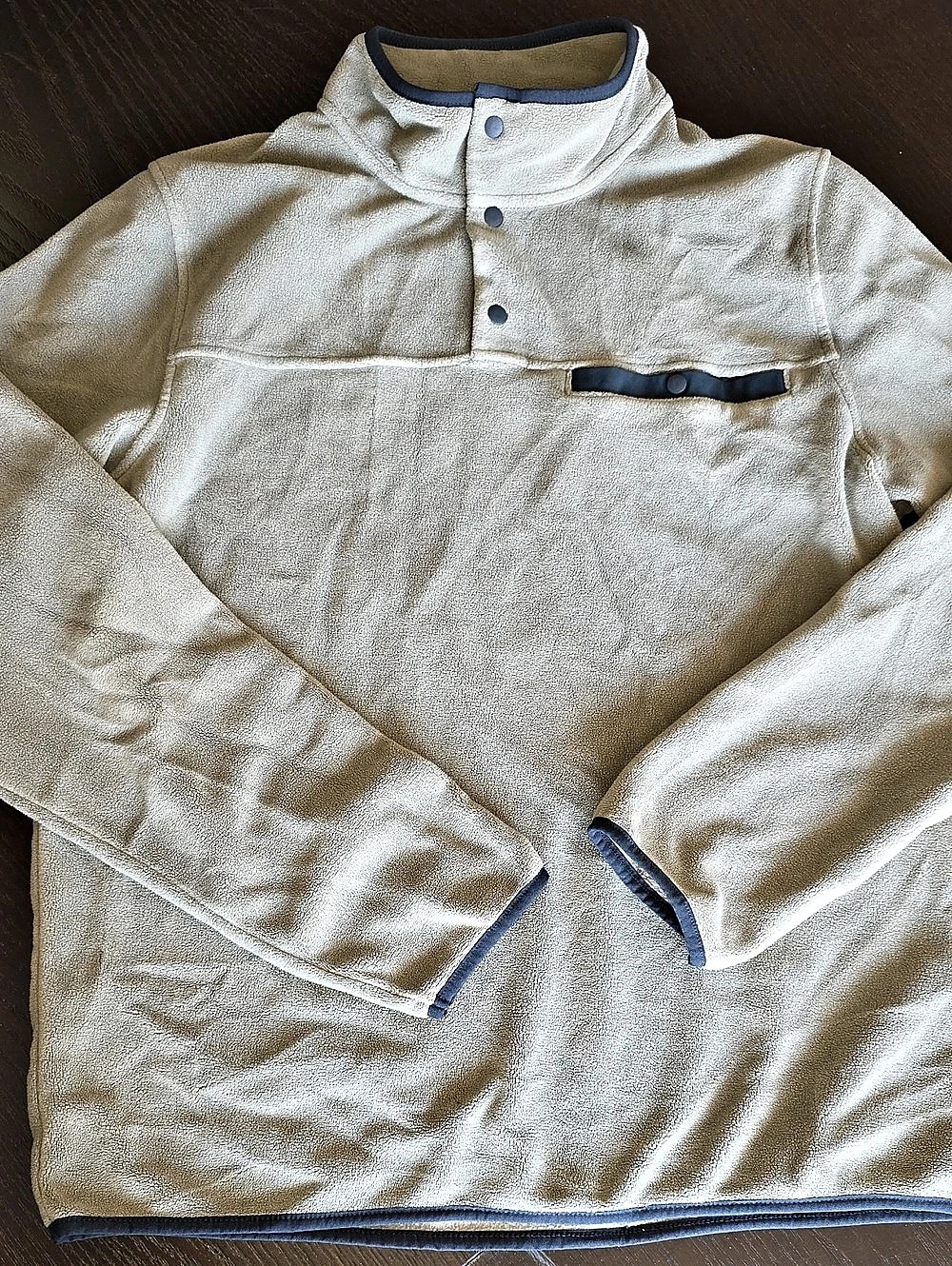 32 Degrees Microfleece Snap Pullover Tan & Black Size Medium